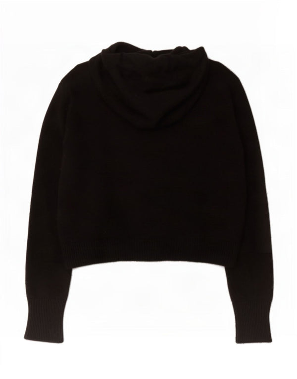 Zara Suéter Corto Con Capucha Para Mujer UK 44 Viscosa Negra Mediana
