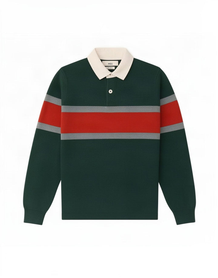 Marks & Spencer Jersey tipo polo con cuello tipo polo para hombre, talla pequeña, color verde