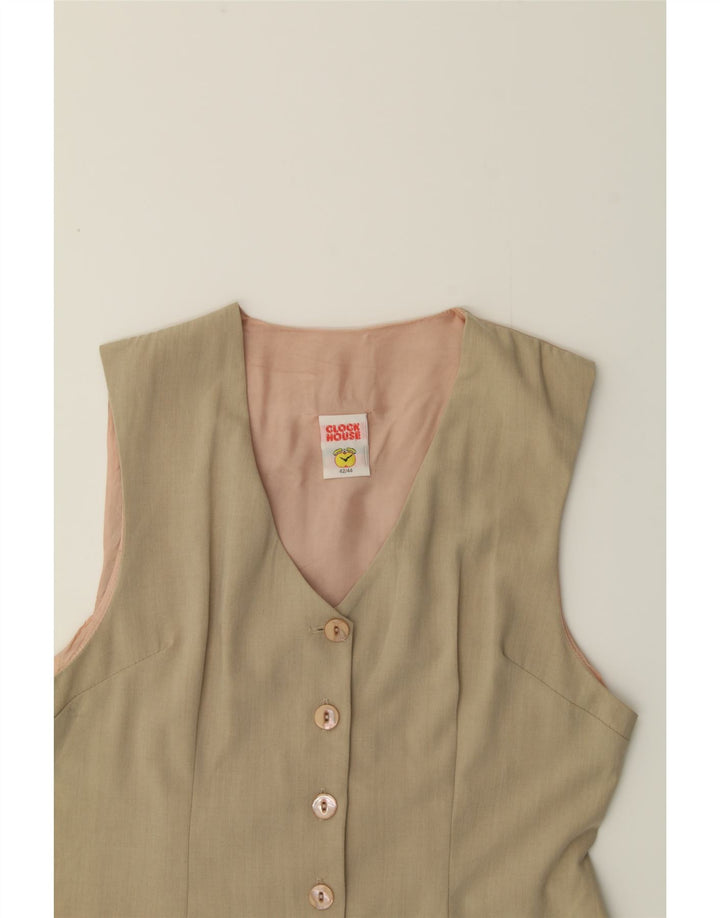 CLOCK HOUSE Womens Sleeveless Shirt Dress IT 42/44 Medium Beige Polyester Vintage CLOCK HOUSE and Second-Hand CLOCK HOUSE from Messina Hembry 