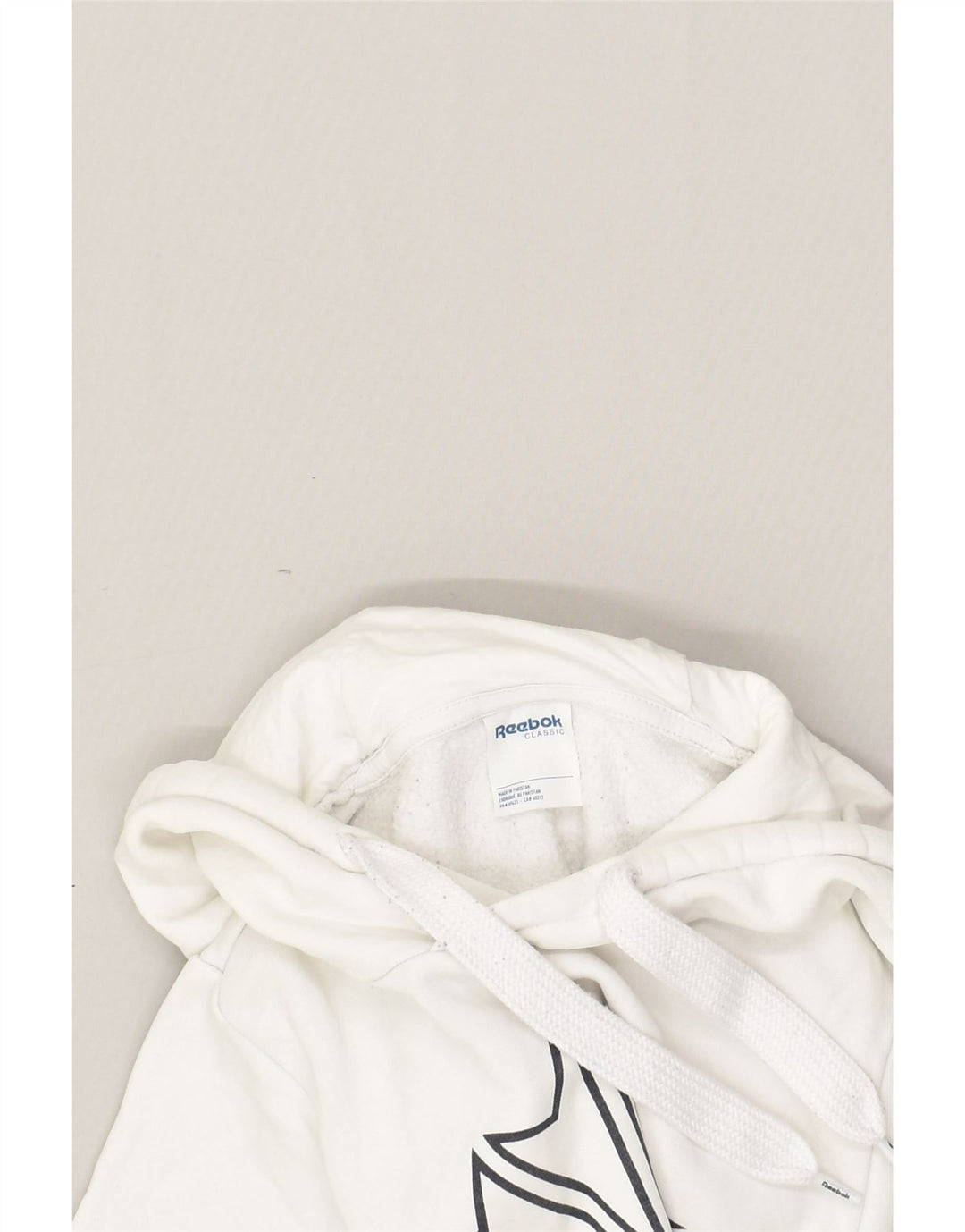 REEBOK Womens Graphic Hoodie Jumper UK 4- 6 XS White Cotton | Vintage Reebok | Thrift | Second-Hand Reebok | Used Clothing | Messina Hembry 