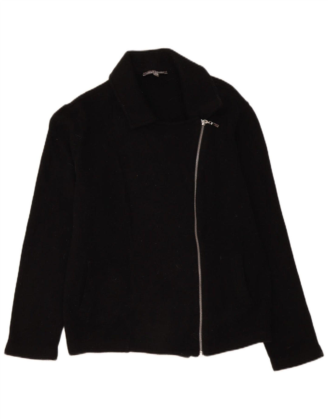 Laura Ashley Chaqueta Blazer con Cremallera Completa para Mujer UK 40 XL Lana de Cordero Negra