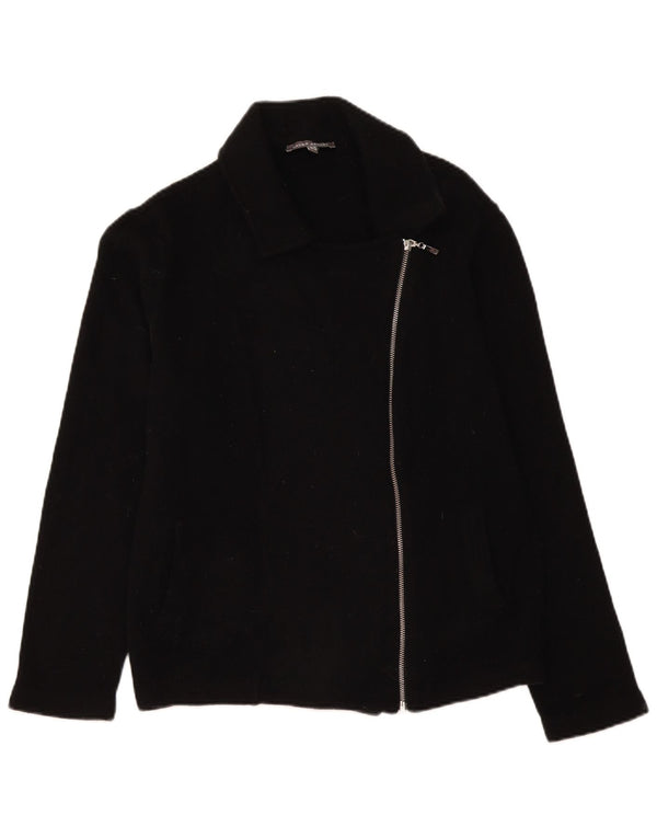 Laura Ashley Chaqueta Blazer con Cremallera Completa para Mujer UK 40 XL Lana de Cordero Negra
