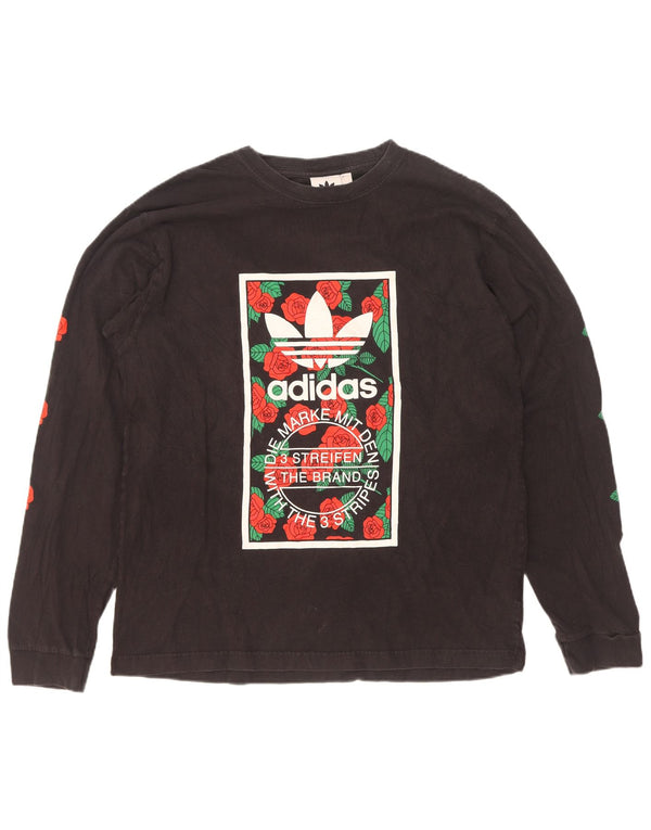 Adidas Mens Graphic Top Manga Larga Grande Algodón Negro