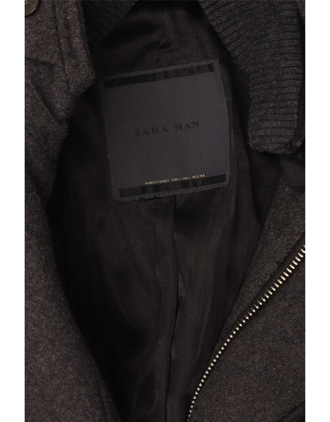 Zara Hombre Abrigo Reino Unido 40 Grande Gris