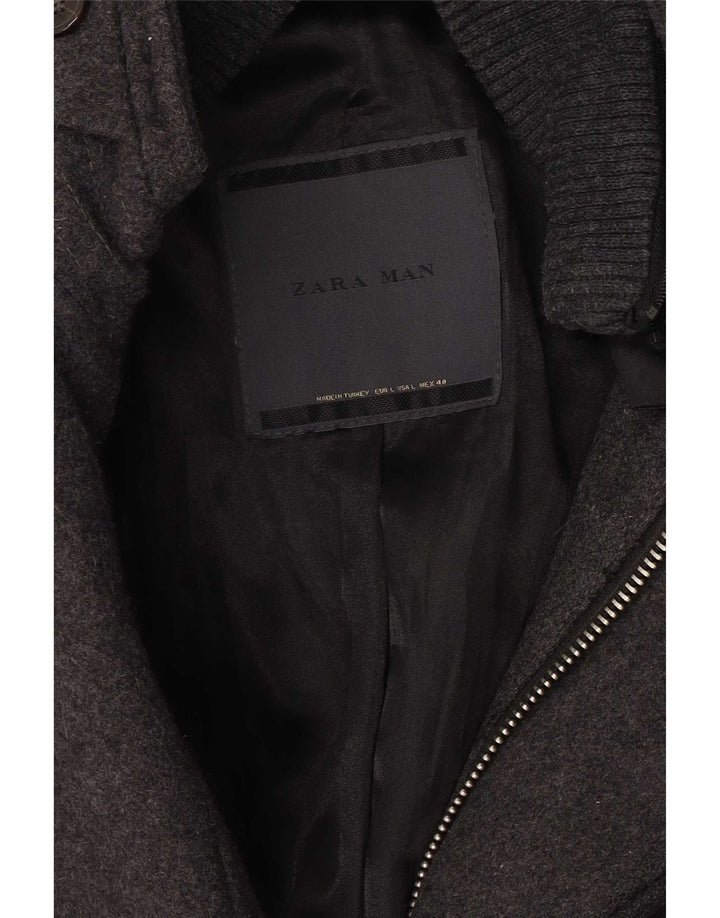 Zara Hombre Abrigo Reino Unido 40 Grande Gris