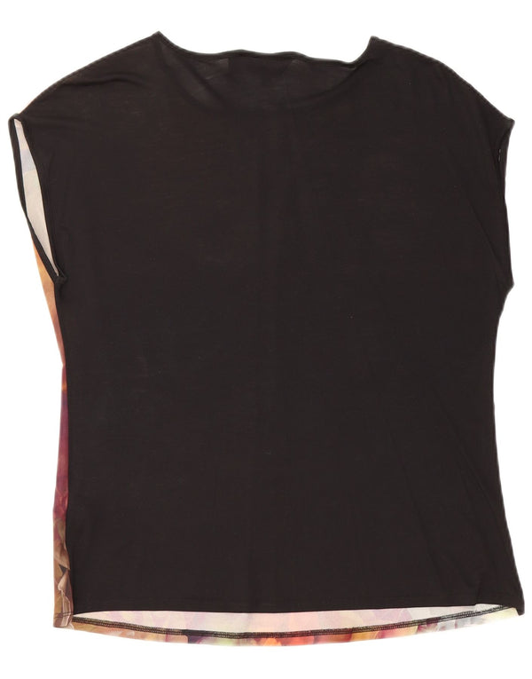 TED BAKER Womens Oversized Sleeveless Blouse Top Size 2 Small Black Floral