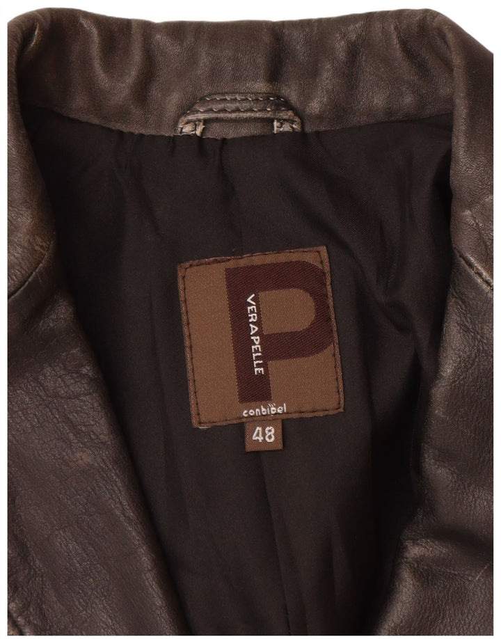 Conbipel Chaqueta tipo blazer de cuero con 3 botones para hombre IT 48 Cuero negro mediano