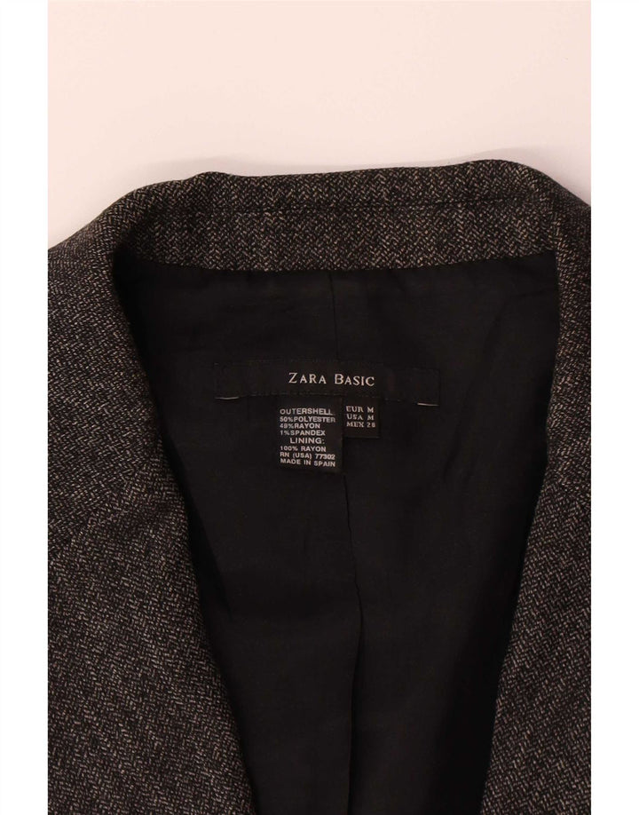 Zara Mujer Chaqueta Blazer De 1 Botón UK 42 Poliéster Gris Medio