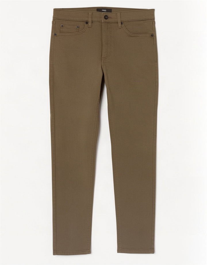 Marks & Spencer Jeans ajustados para hombre W30 L29 Algodón caqui