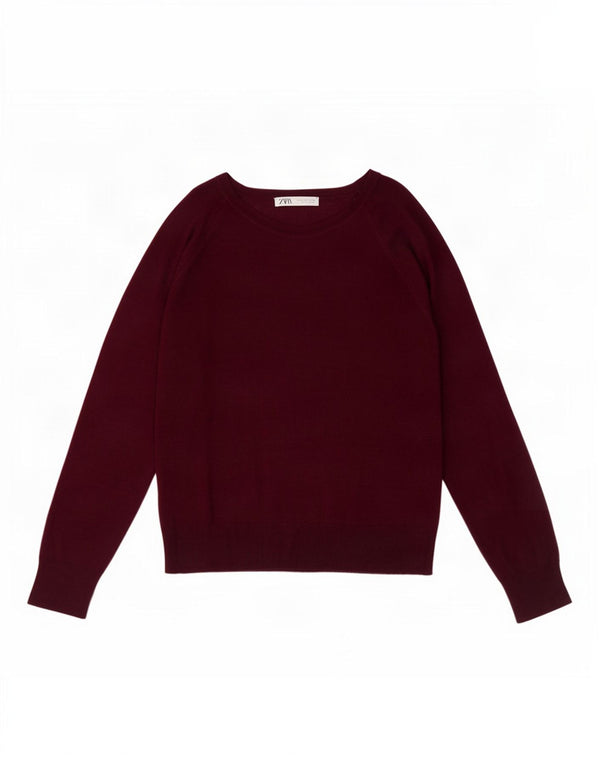 Zara - Jersey con cuello barco para mujer, talla 40, talla grande, viscosa granate