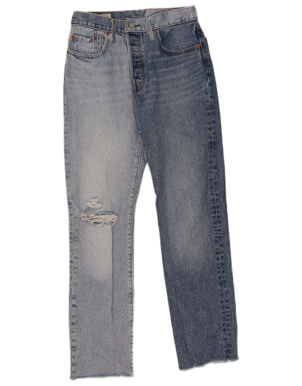 Vaqueros rectos desgastados 501 de Levi's para mujer W27 L30 Algodón color block azul