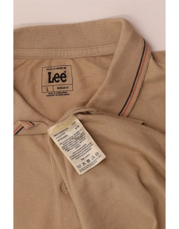 Polo Lee De Corte Regular Para Hombre De Algodón A Rayas Beige Grande