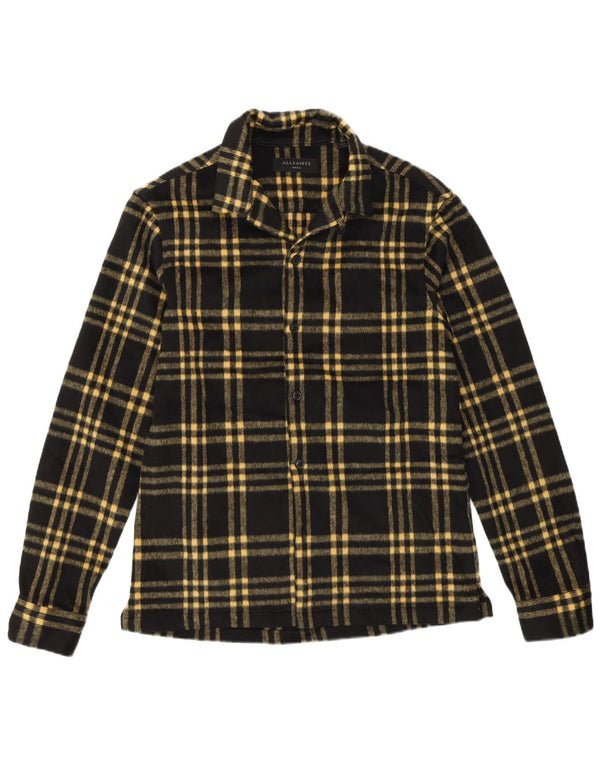 ALL SAINTS Camisa de franela para hombre Small Black Check Poliéster Clásico