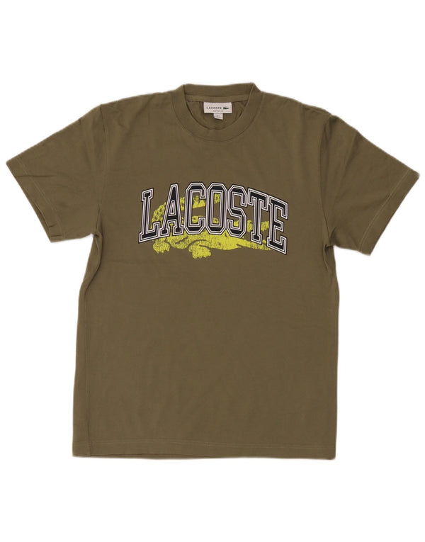 Lacoste Camiseta gráfica de ajuste clásico para hombre talla 2 XS algodón caqui