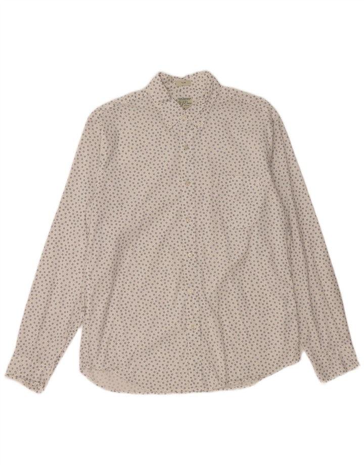 J. CREW Camisa ajustada para hombre de algodón floral blanco grande