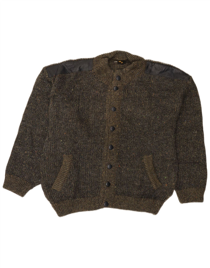 VINTAGE Suéter tipo cárdigan de corte holgado para hombre IT 50 Medium Khaki Flecked
