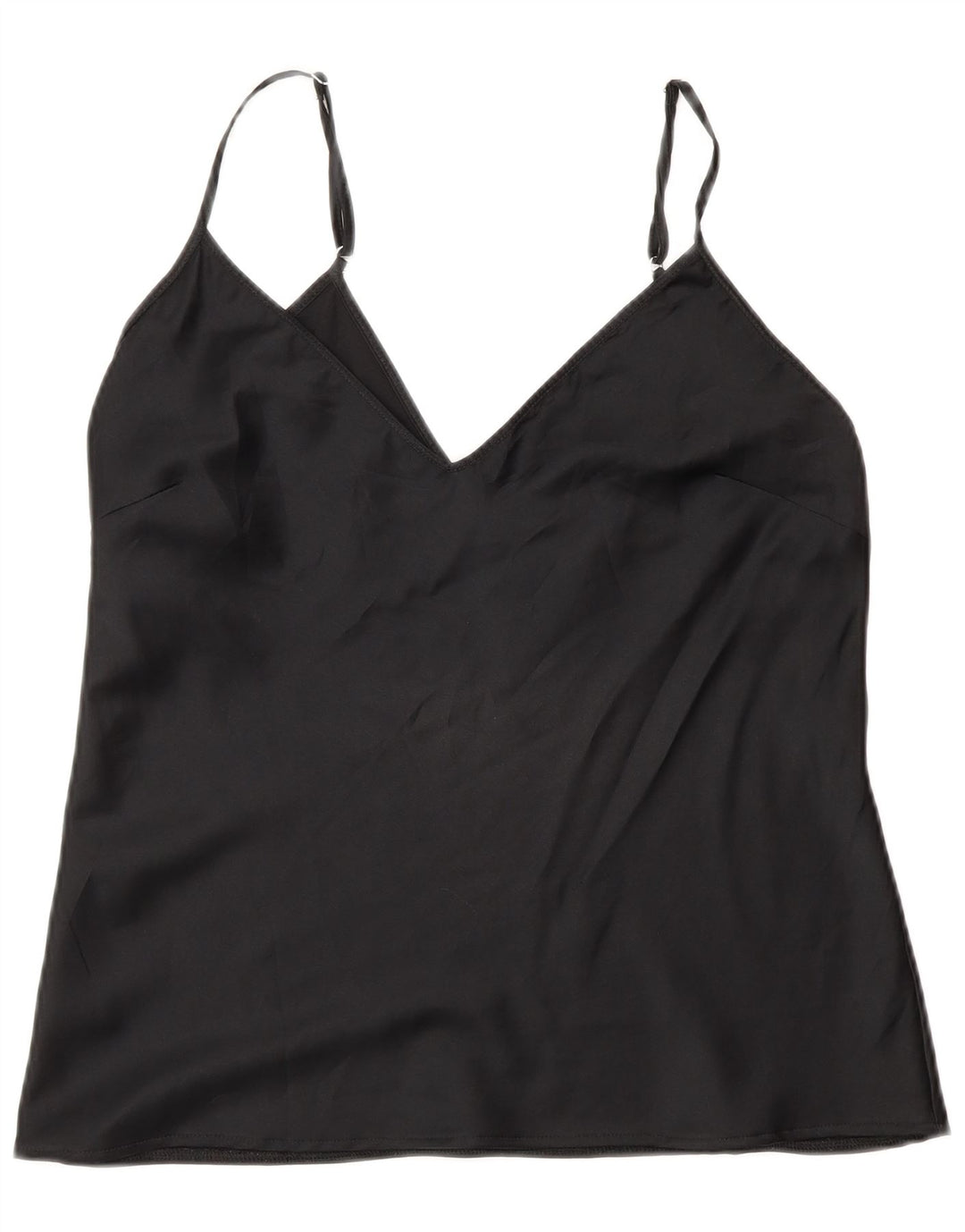 Zara Mujer Cami Top UK 40 Mediano Poliéster Negro