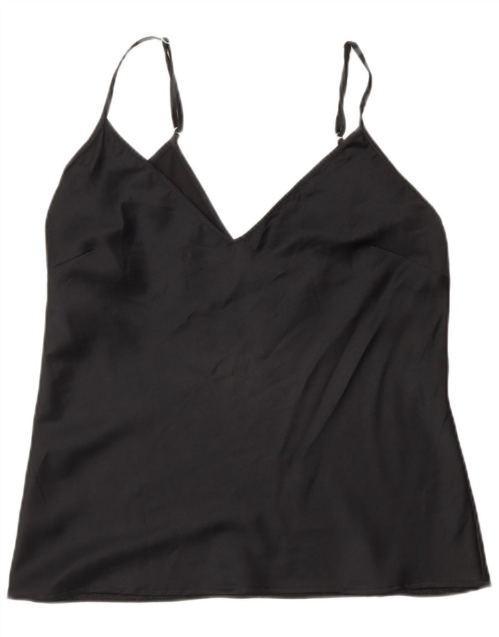 Zara Mujer Cami Top UK 40 Mediano Poliéster Negro