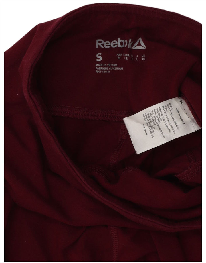 REEBOK Leggings cortos para mujer UK 10 Small Borgoña Algodón