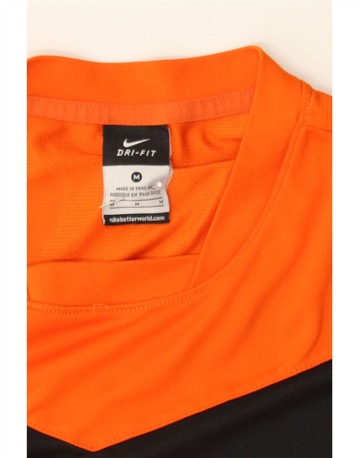 NIKE Mens Dri Fit T-Shirt Top Medium Orange Colourblock Polyester Vintage Nike and Second-Hand Nike from Messina Hembry 