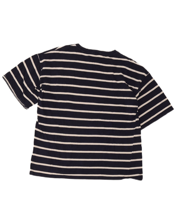 Zara Mujer Camiseta Top ES 40 XL Algodón Rayas Azul Marino