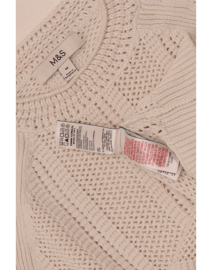 Marks & Spencer Suéter Corto con Cuello Redondo para Mujer UK 14 Medium Off White