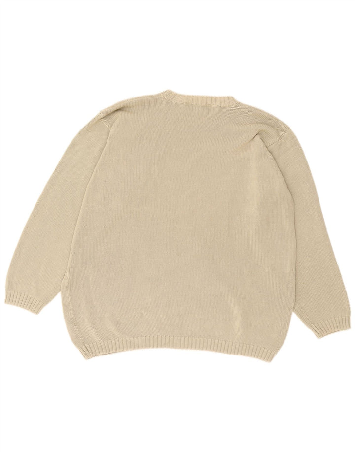 Marks & Spencer - Jersey de cuello redondo para hombre, talla grande, algodón beige