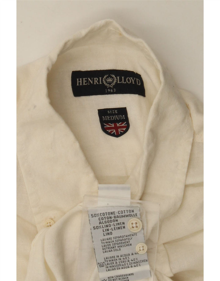 HENRI LLOYD Camisa de hombre mediana de algodón blanco roto