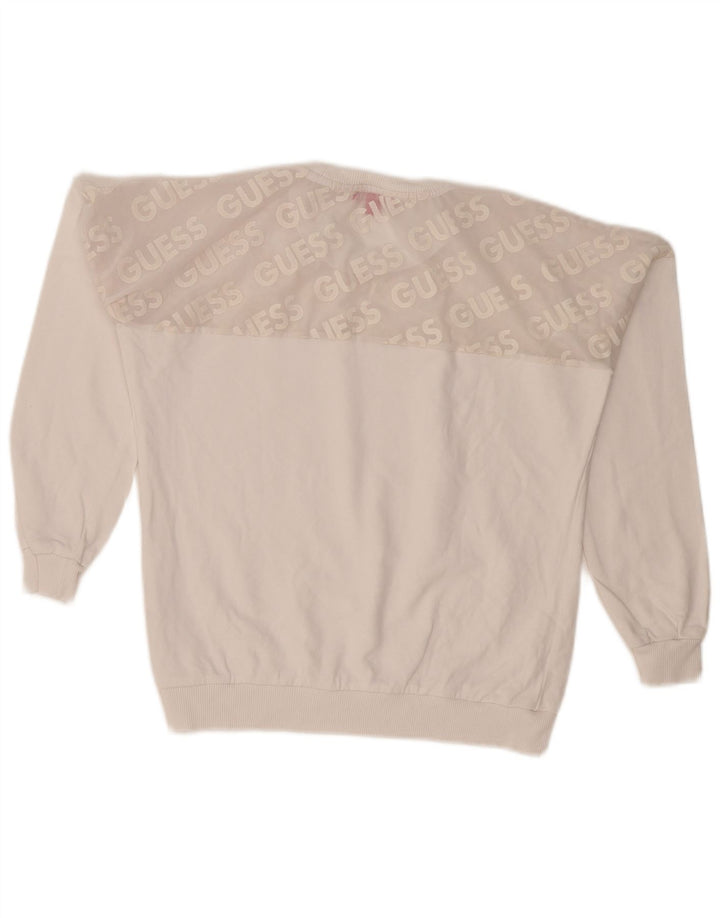 Guess Sudadera gráfica para mujer Jumper UK 10 Small White Colourblock