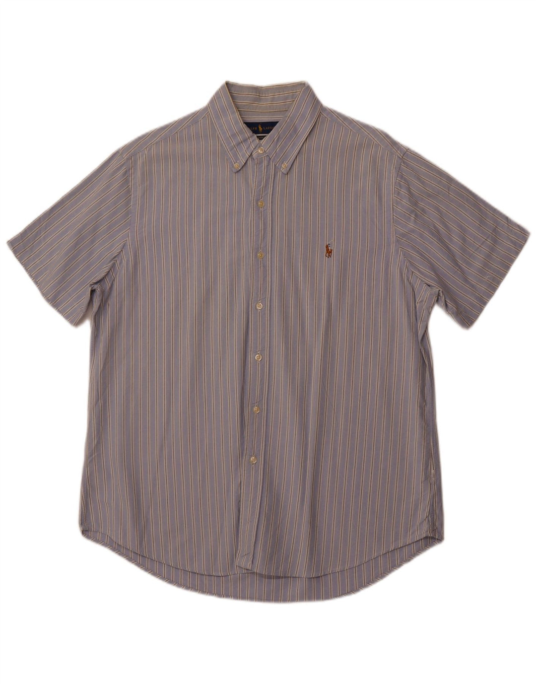 POLO RALPH LAUREN Camisa de manga corta para hombre con corte clásico y rayas azules grandes