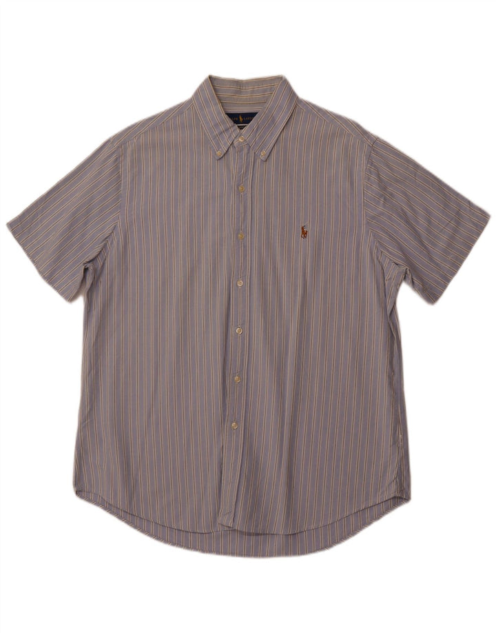 POLO RALPH LAUREN Camisa de manga corta para hombre con corte clásico y rayas azules grandes