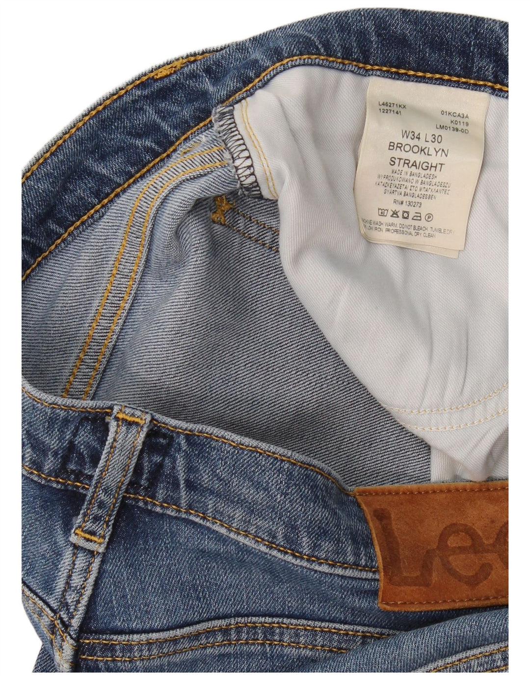 Vaqueros Lee Brooklyn Rectos para Hombre W34 L30 Algodón Azul