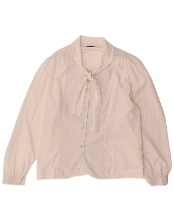 Vintage mujer frente corbata camisa blusa IT 51 XL Off White