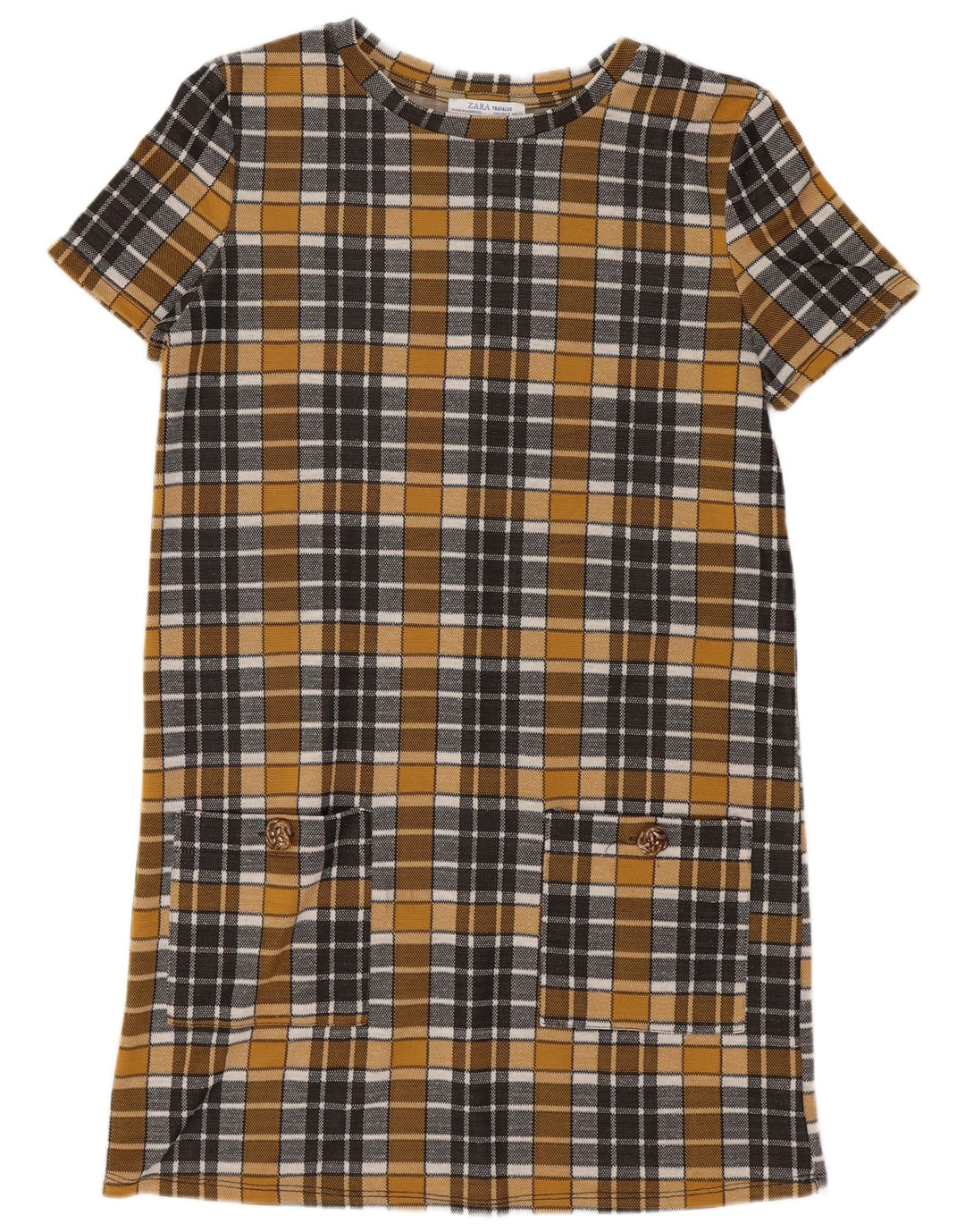 Zara Mujer Trafaluc Vestido Recto UK 10 Small Yellow Check