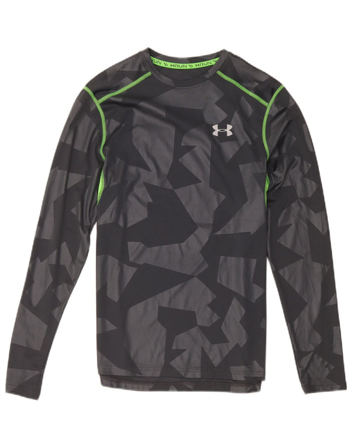 Under Armour Camiseta Heat Gear De Manga Larga Para Hombre Poliéster Geométrico Gris Pequeño