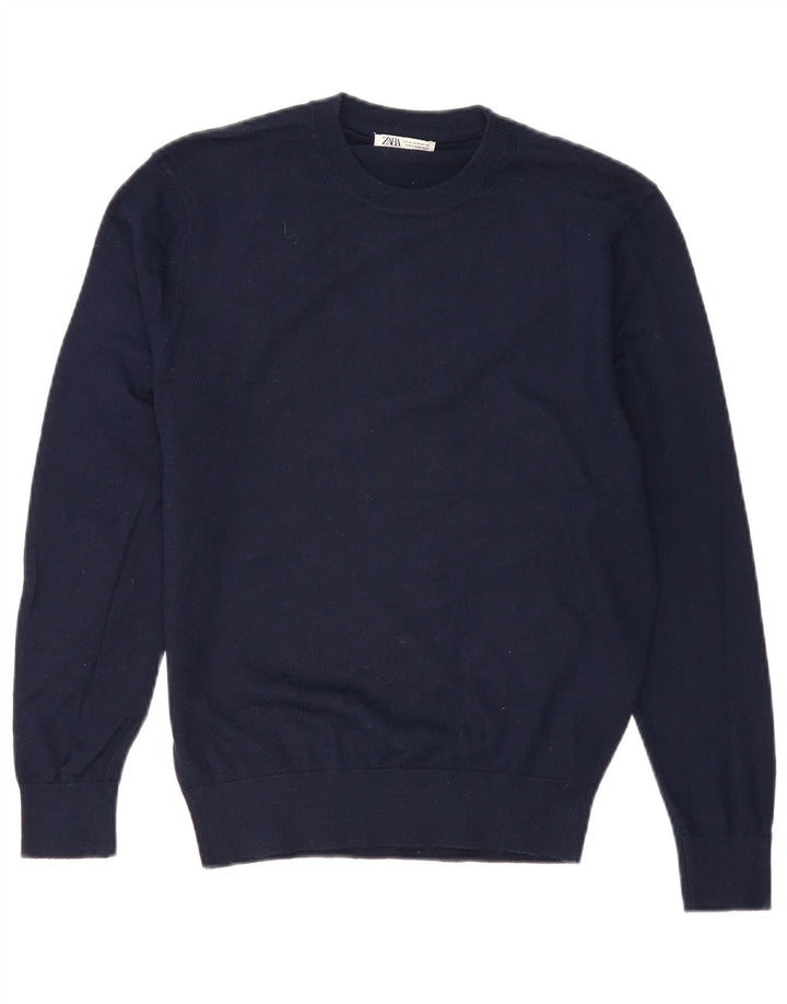 Zara Hombre Jersey Cuello Redondo Jersey Medio Azul Marino Acrílico