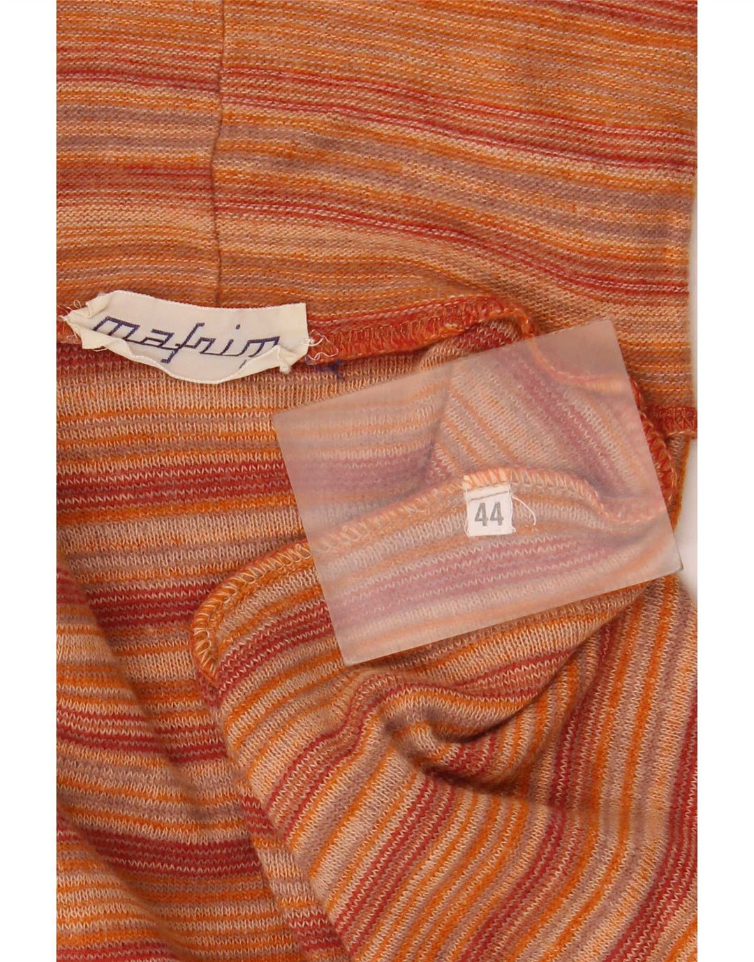 Vintage mujer rollo cuello jersey suéter IT 44 medio naranja rayas
