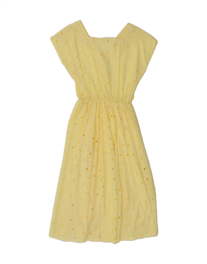 VINTAGE Womens A-Line Dress UK 12 Medium Yellow Vintage Vintage and Second-Hand Vintage from Messina Hembry 