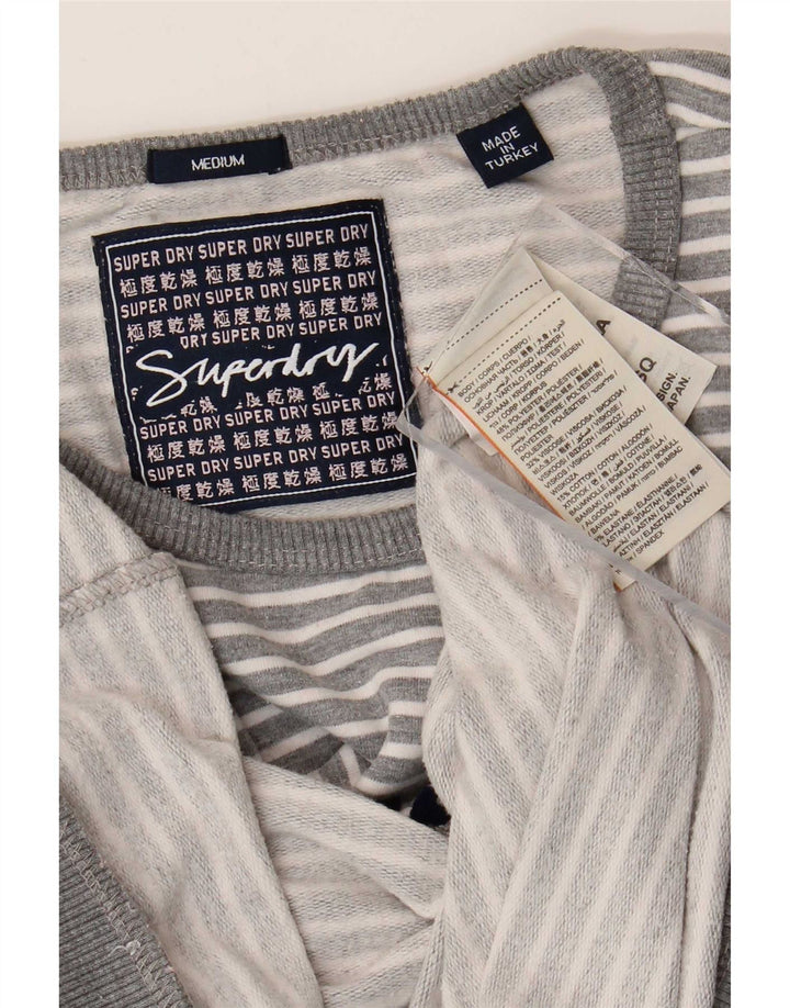 Superdry Sudadera Gráfica para Mujer Jumper UK 44 Gris Medio Rayas