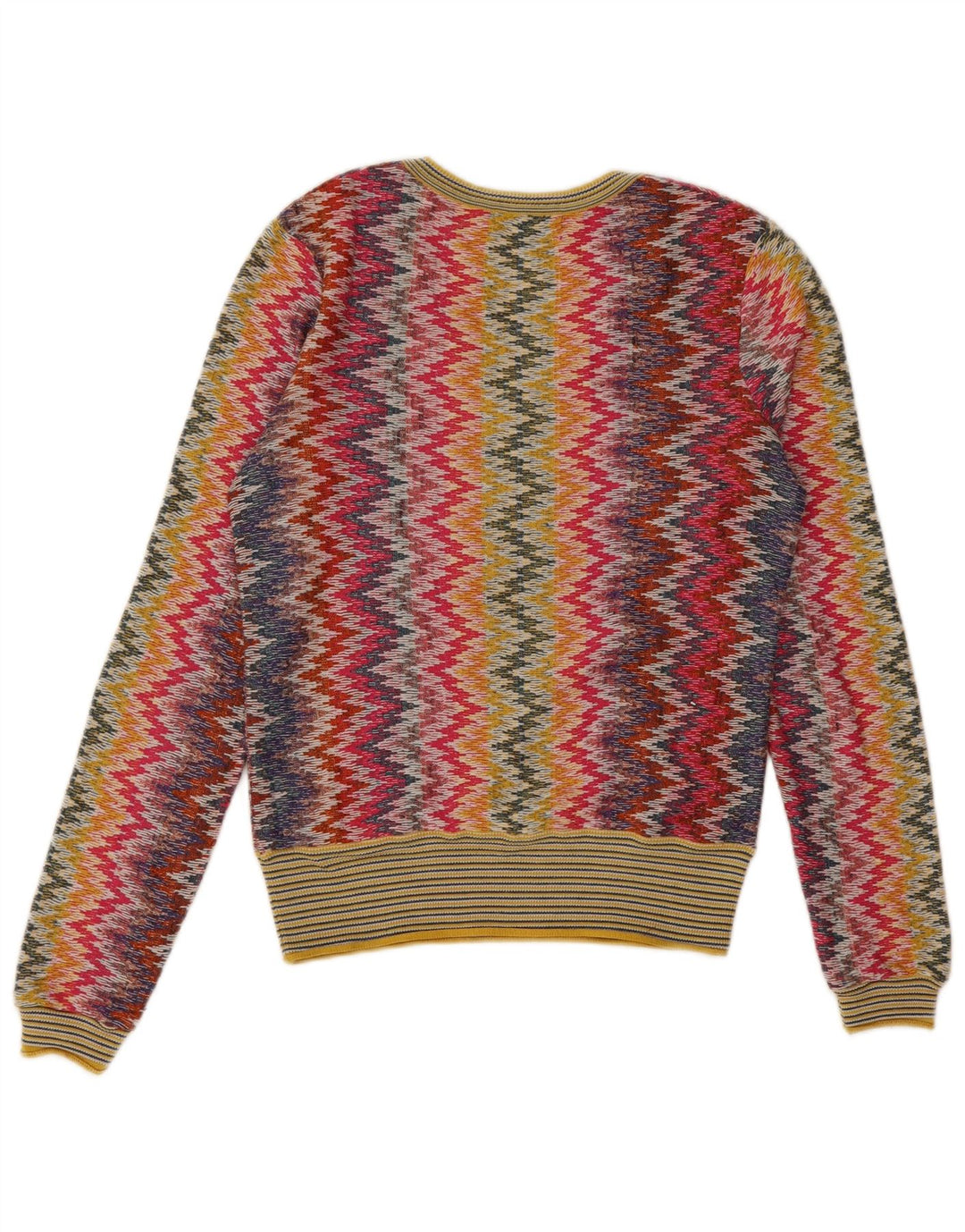 DESIGUAL Suéter con cuello en V para mujer UK 10 Small Multicolor Chevron