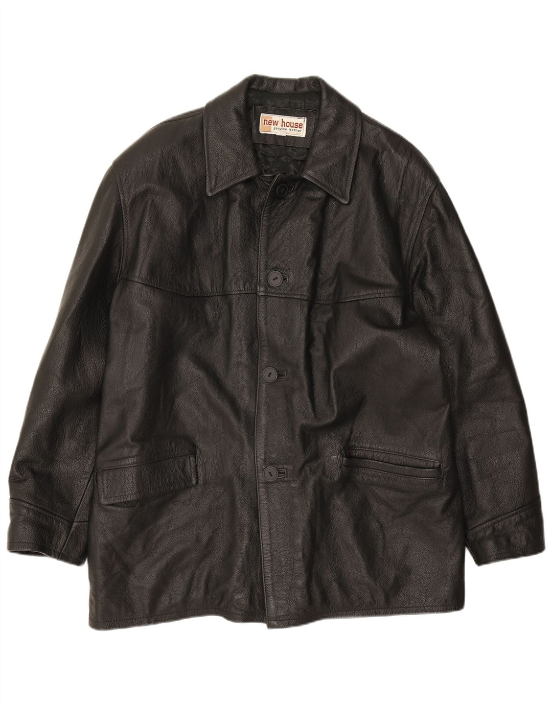 Vintage chaqueta de cuero para hombre Reino Unido 40 cuero negro grande