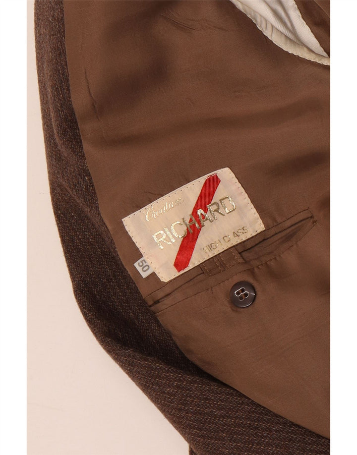 Vintage hombres 1 botón Blazer chaqueta IT 50 marrón grande