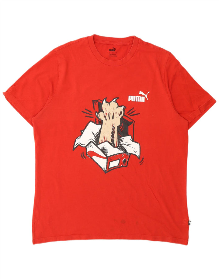 Puma - Camiseta gráfica para hombre, talla grande, algodón rojo
