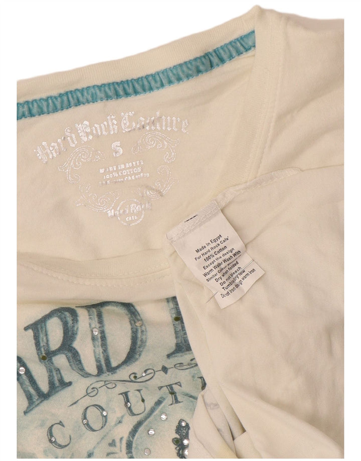 Hard Rock Cafe Mujer Mallorca Graphic Camiseta Top UK 10 Small Off White