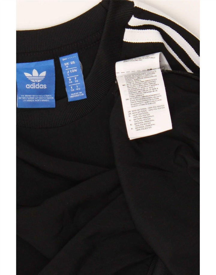 Adidas Mujer Crop Oversize Sudadera Jumper UK 8 Pequeño Poliéster Negro