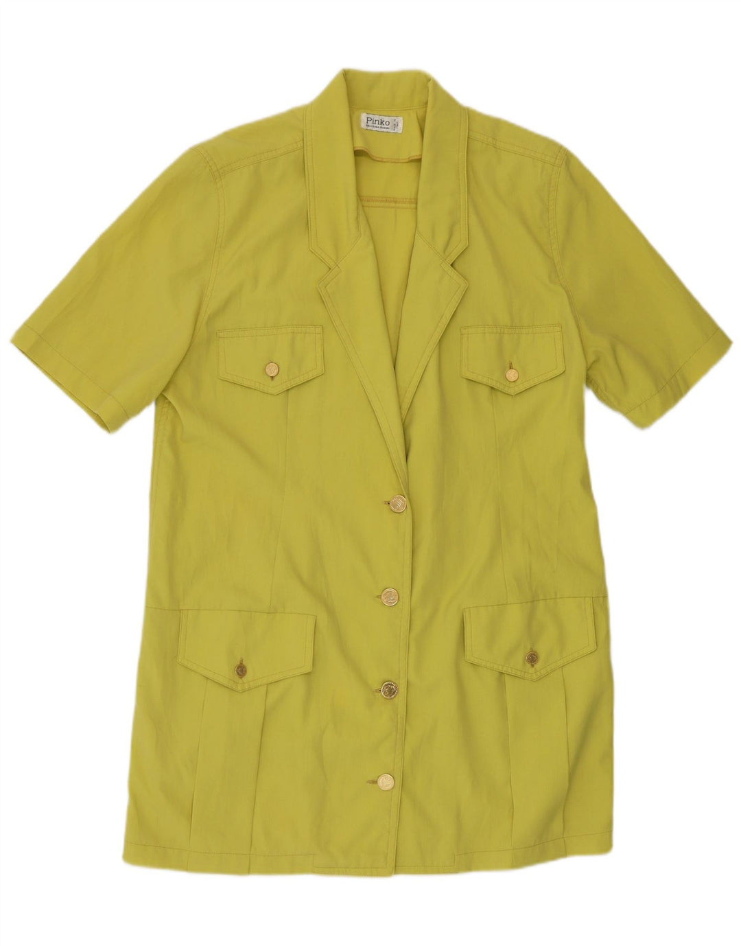 Pinko Chaqueta Blazer Larga de Manga Corta para Mujer UK 46 Grande Amarillo