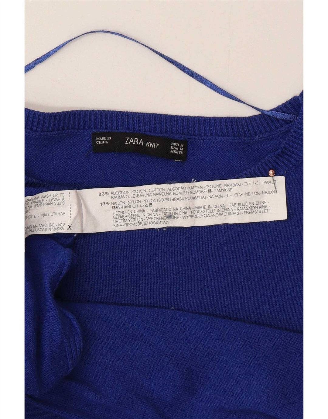 Zara - Jersey extragrande con cuello barco para mujer, talla 40, algodón azul medio