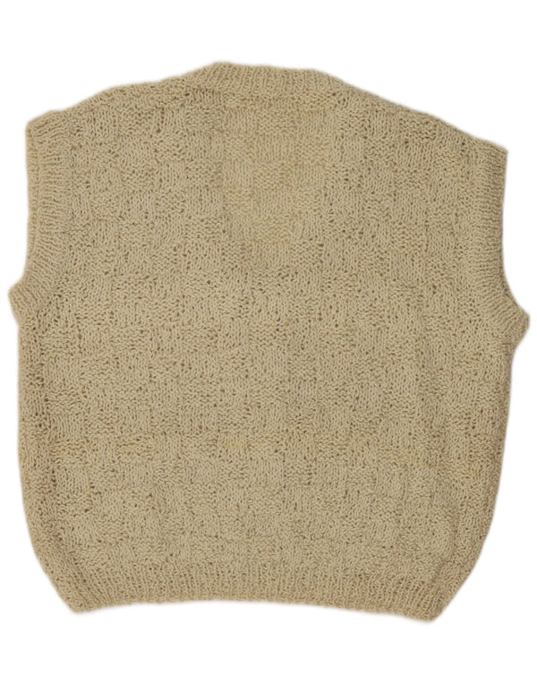 Vintage mujer oversize sin mangas Cardigan suéter Reino Unido 18 XL Off White