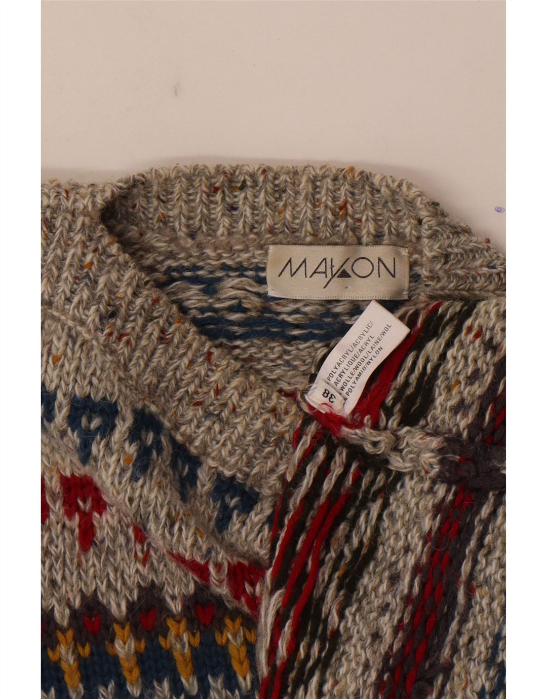 Mayon Suéter tipo jersey de gran tamaño con cuello barco para mujer EU 38 Gris medio Fair Isle