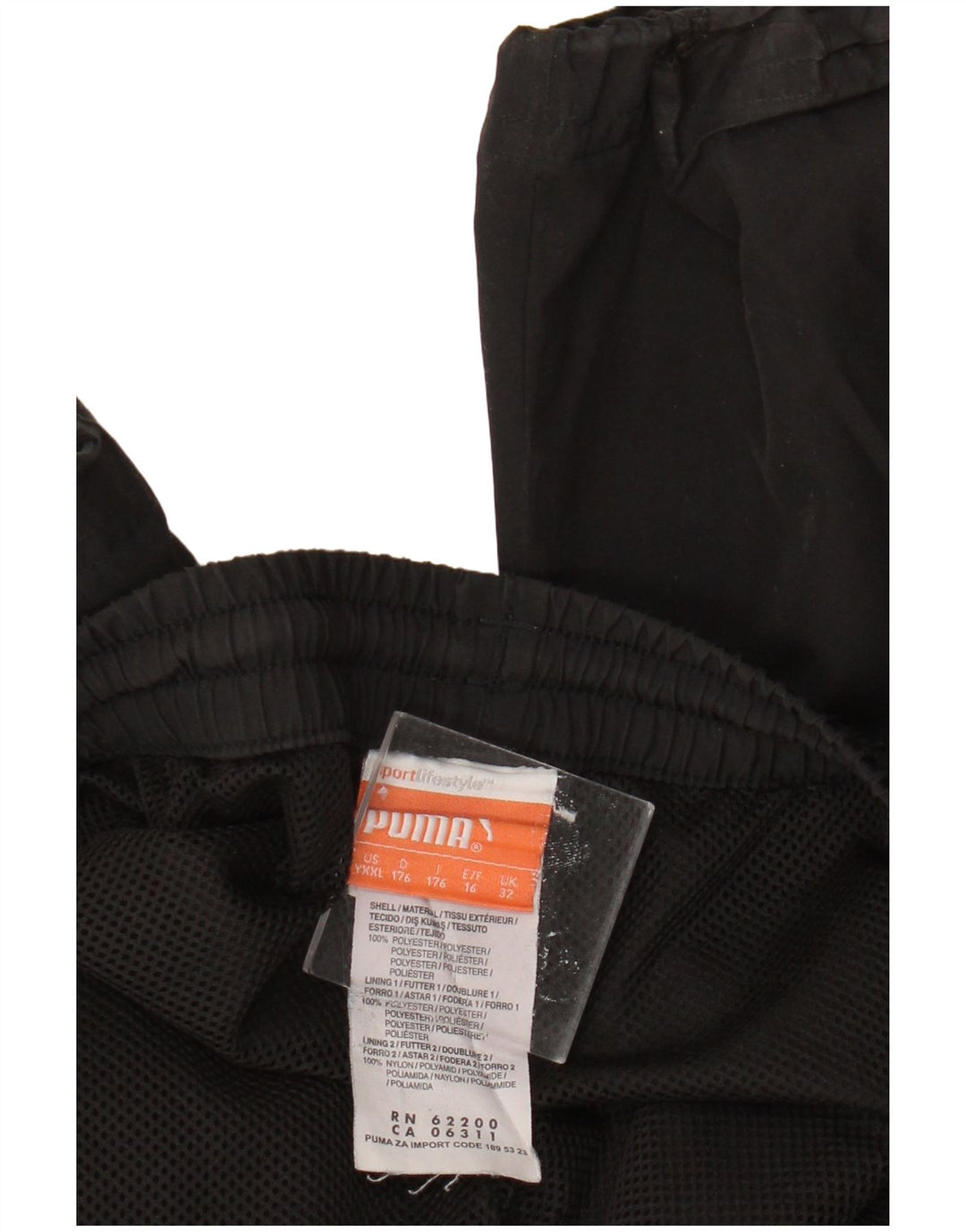 PUMA Pantalones de chándal para niño 15-16 años Negro Poliéster color block